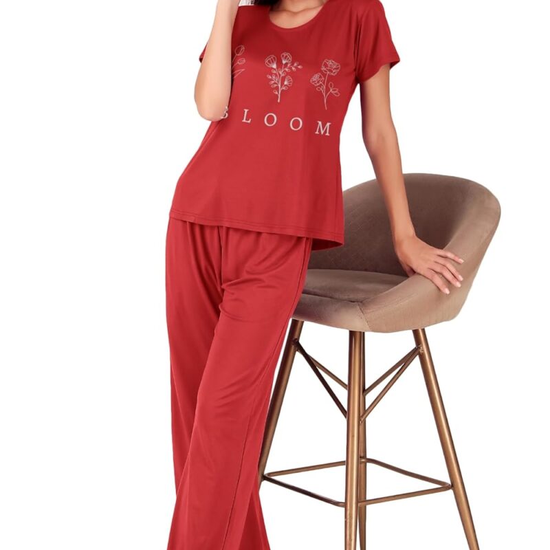 Soft red Nightwear Set for Women | Comfy Pajama Suit