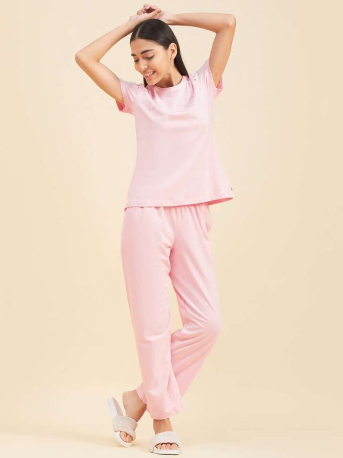 Soft Pink Satin Nightwear Set for Women | Comfy Pajama Suit - Image 4