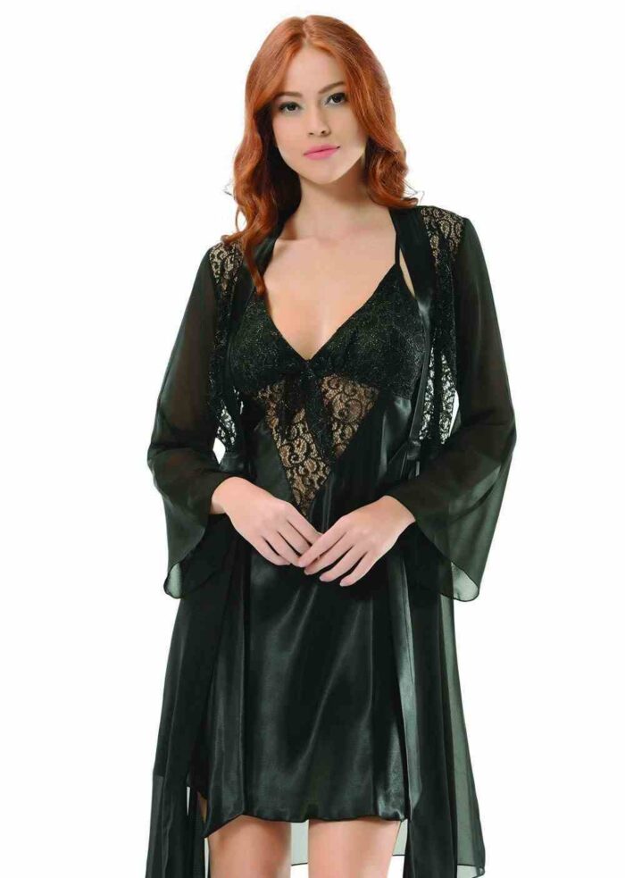 🔥 Elegant Black Satin & Lace Nightwear Set 💫 | Luxury Loungewear for Women 👗🖤 - Image 2